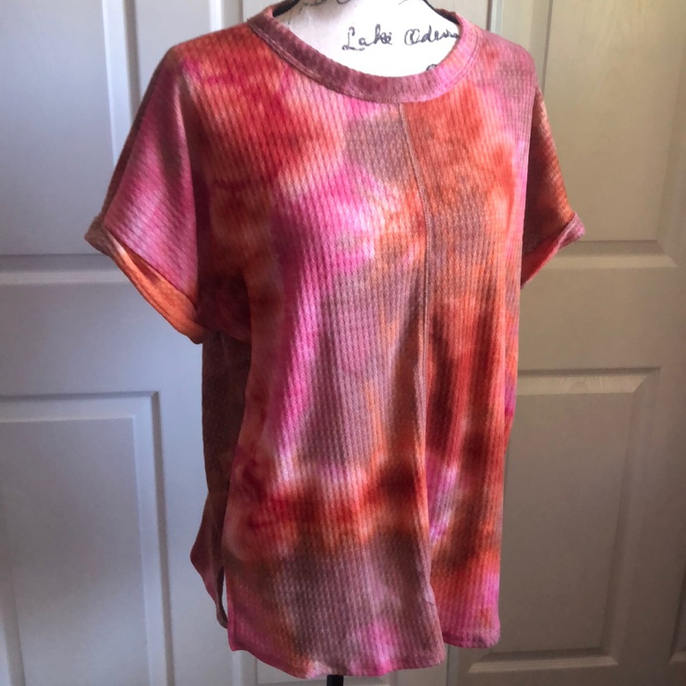 ♥️Tye Dye Waffle Weave Shirt USA♥️